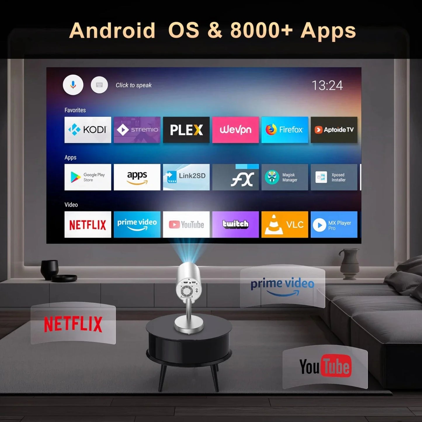 CineSmart Mini 4K video Projector For Samsung IOS and Xiaomi